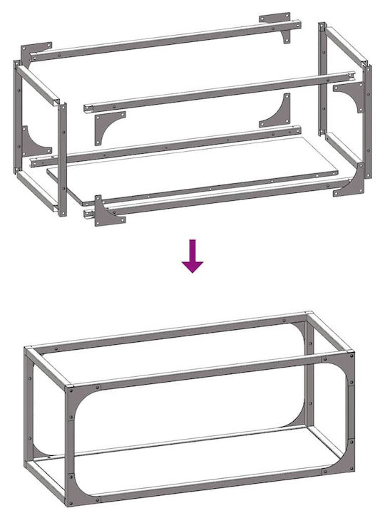 vidaXL Inox Ράφι Αποθήκευσης Ξύλων 25x25x60cm Λευκό