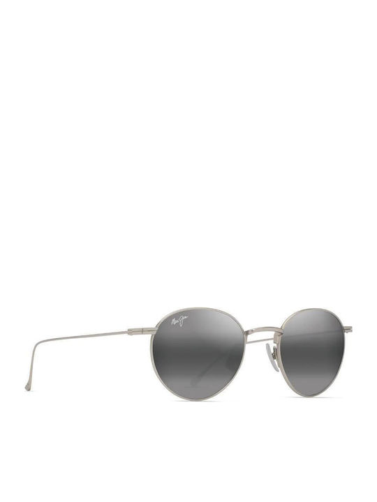 Maui Jim Matte Unisex Sunglasses with Silver Metal Frame and Silver Polarized Mirror Lens 691-17