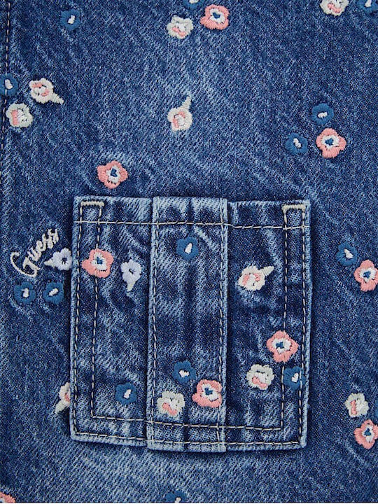 Kinderkleid Ärmellos Denim Blau
