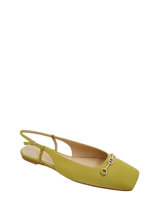 Satin Pantofi balerini pentru femei Slingback in Verde Culori