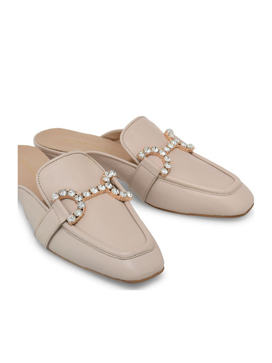 Flat Δερμάτινα Mules σε Ροζ Χρώμα