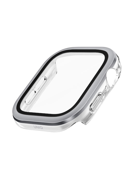 Uniq Voute Hülle Apple Watch Serie 10 42mm Gehärtetes Glas Silber