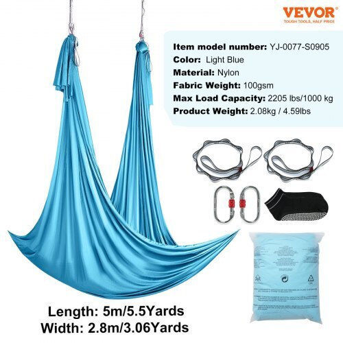 Vevor 5m Yoga Hammock Set Blue Dck5x28mqzsc268b2v0