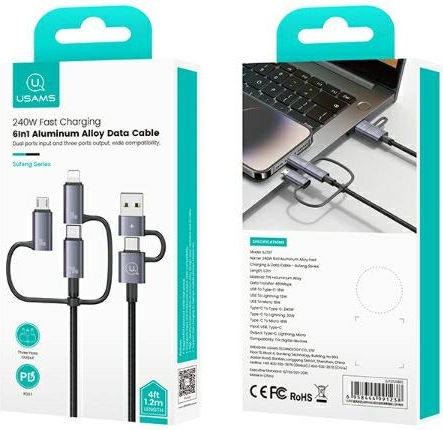 Usams Regular USB 2.0 spre micro USB Cablu Negru 2m (SJ738USB01) 1buc