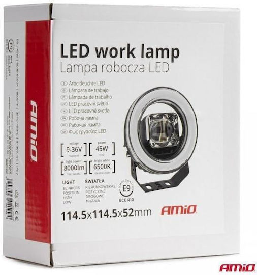 Amio Προβολεας Εργασιας Στρογγυλος Led 45w 9-36v 8.000lm 6.500k Awl58 Amio 1 Τεμ 04199/am