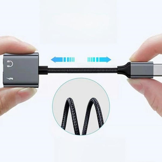 Beline USB-C Splitter Adapter zu USB-C/3,5mm Klinke 60W Schwarz DAC BLNAA01