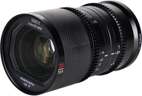 Sirui Full Frame Camera Lens Saturn 35mm T2.9 1.6x Carbon Fiber Full-Frame Anamorphic for Leica L Mount Black