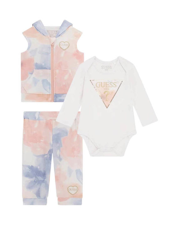 Guess Kids Sweatpants Set Pink 3pcs