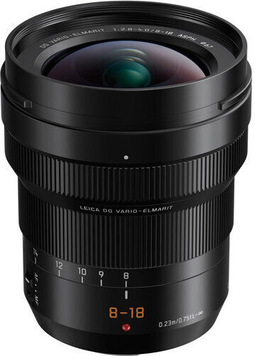 Panasonic Crop Camera Lens Lumix G Leica DG 8-18mm, f/2.8-4.0 Asph. Standard Zoom for Micro Four Thirds (MFT) Mount Black