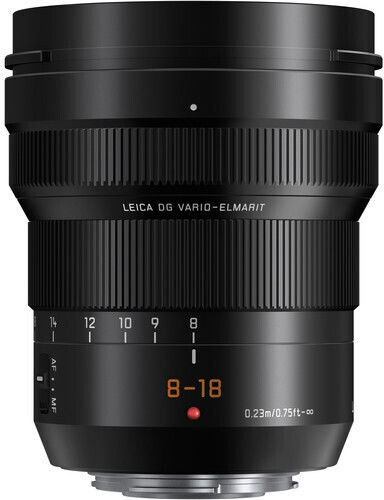 Panasonic Crop Camera Lens Lumix G Leica DG 8-18mm, f/2.8-4.0 Asph. Standard Zoom for Micro Four Thirds (MFT) Mount Black