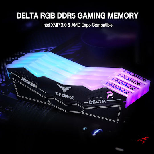 TeamGroup T-Force Delta RGB DDR5 32GB RAM με 2x16GB Modules και Ταχύτητα 6000 για Desktop