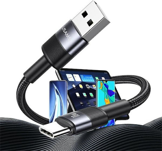Usams USB 2.0 Cable USB-C male - USB-A Γκρι 1.2m SJ718ZJ01 30τμχ