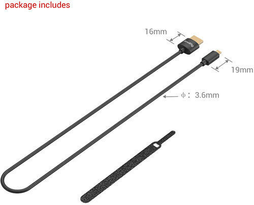 SmallRig HDMI 2.0 Premium High Speed 4K 60Hz HDR Cable HDMI Male - Micro HDMI Male 0.55m Black