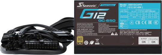 Seasonic G12 GC 650W Black Computer Power Supply Full Wired 80 Plus Gold