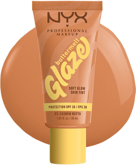 Nyx Professional Makeup Buttermelt Glaze Liquid Make Up SPF30 03 Cashew Butta 30ml