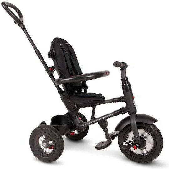 Q Play Rito Kids Tricycle with Air Wheels, Storage Basket, Sunshade & Push Handle Black S432