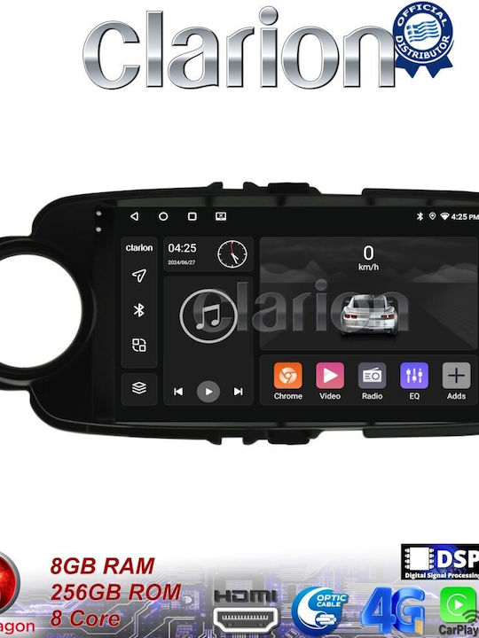 Clarion Car Audio System for Toyota Yaris 2015 > 2019 (Bluetooth/USB/WiFi/GPS/Apple-Carplay/Android-Auto)