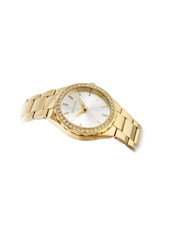 Paul Lorens Damenuhr 36mm Batterie mit Gold Metallischem Armband