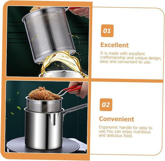 Deep Fryer Zola Stainless Steel Multifunctional Removable Sieve Solid Handle Diameter 13 Cm S
