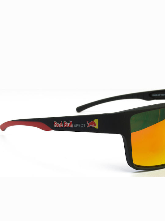 Red Bull Spect Unisex Sunglasses with Black Plastic Frame and Orange Mirror Lens