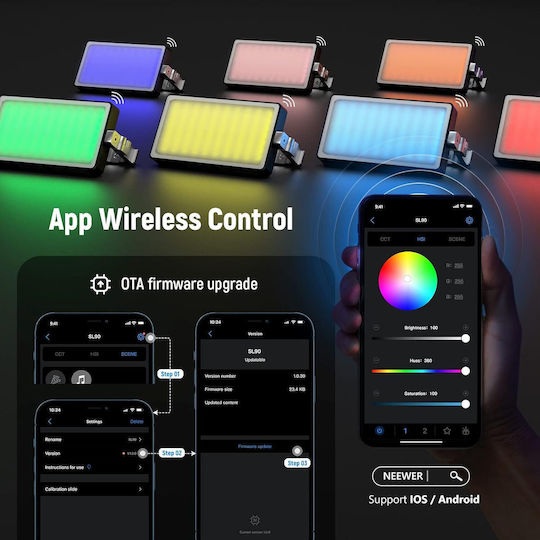 Neewer COB Licht 12W RGB Auf-Kamera mit Lichtstärke Lux 1700