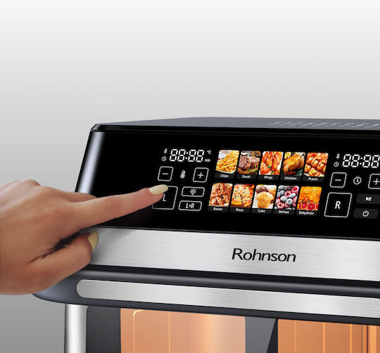 Rohnson Air Fryer με Διπλό Αποσπώμενο Κάδο 12lt Ασημί R-2882
