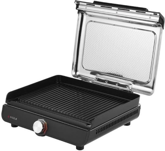 Ninja Sizzle Tabletop Electric Grill Smooth and Ribbed Plate 1450W with Lid and Adjustable Thermostat 37cmx28cmcm