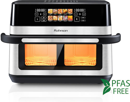 Rohnson Air Fryer με Διπλό Αποσπώμενο Κάδο 12lt Ασημί R-2882