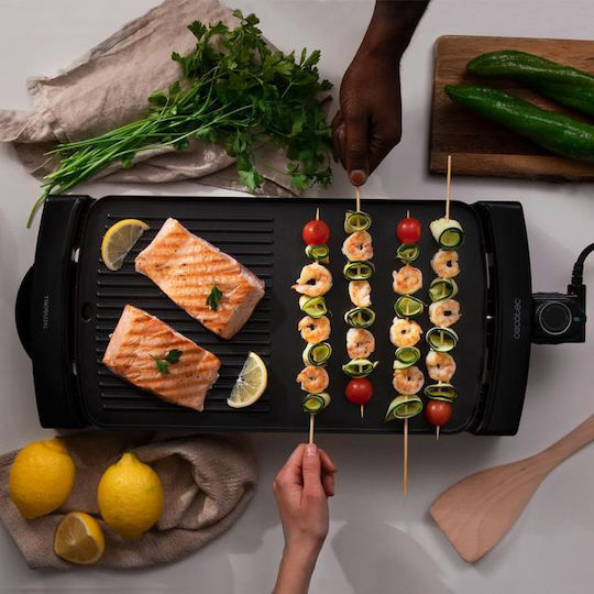 Cecotec Tabletop Electric Grill Aluminium Smooth and Ribbed Plate 2150W with Adjustable Thermostat 45cmx25cmcm
