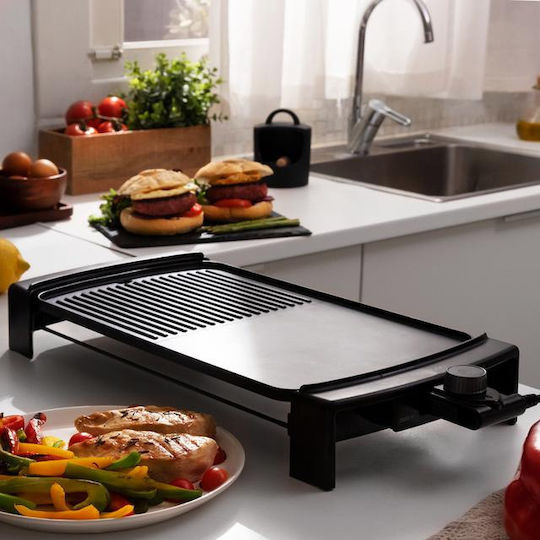 Cecotec Tabletop Electric Grill Aluminium Smooth and Ribbed Plate 2150W with Adjustable Thermostat 45cmx25cmcm