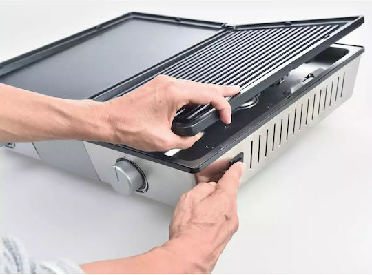 Solis Deli Tischplatte Elektrogrill Glatte und Geriffelte Platte 1200W mit einstellbarem Thermostat 49.5cmx18.5cmcm