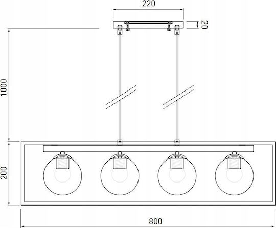 Italux Pendant Light Gold Ball for 4 Bulbs E27