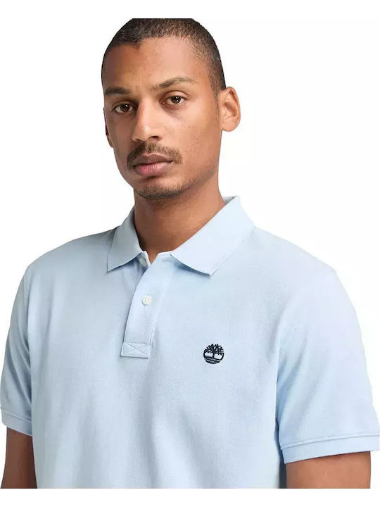 Millers River Pique Polo Herrenbluse Kurzarm Hellblau