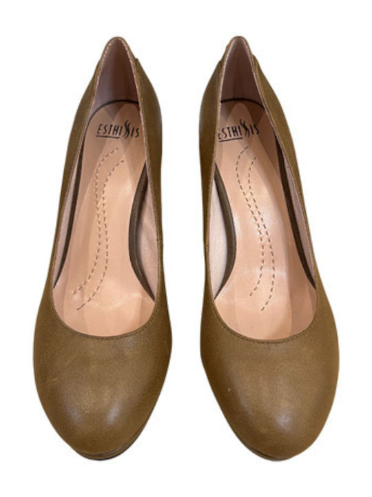 Esthissis Leather Tabac Brown Heels