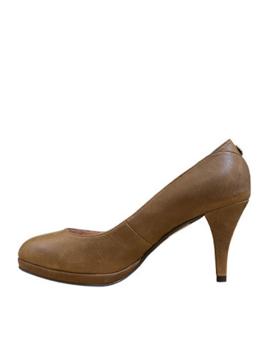 Leather Tabac Brown Heels