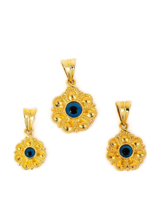 George Art Jewels Halskette Rosette aus Gold 14K Blau