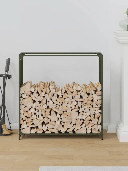 vidaXL Inox Ράφι Αποθήκευσης Ξύλων 90x28x90cm Πράσινο