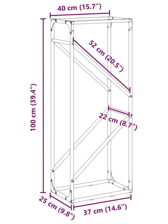 vidaXL Inox Ράφι Αποθήκευσης Ξύλων 40x25x100cm Λευκό