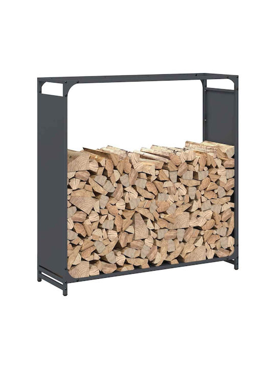 vidaXL Inox Ράφι Αποθήκευσης Ξύλων 90x28x90cm Γκρι