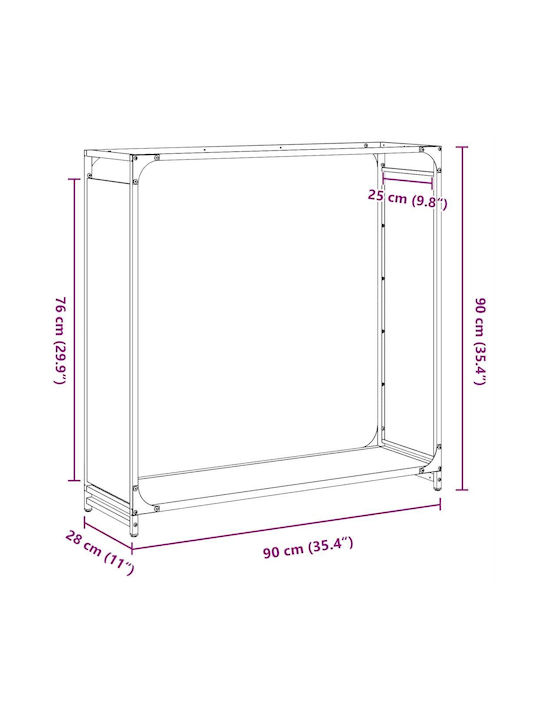 vidaXL Inox Ράφι Αποθήκευσης Ξύλων 90x28x90cm Πράσινο