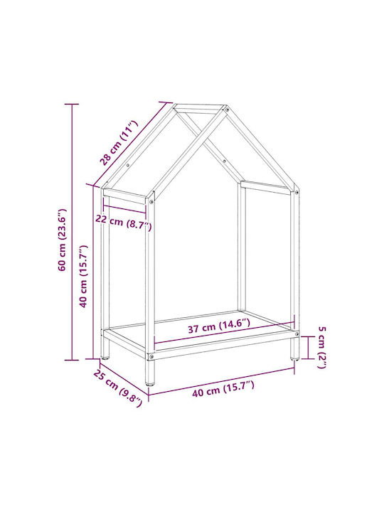 vidaXL Inox Ράφι Αποθήκευσης Ξύλων 40x25x60cm Γκρι