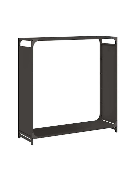 vidaXL Firewood Inox Shelf Wood Storage 90x28x90cm Black
