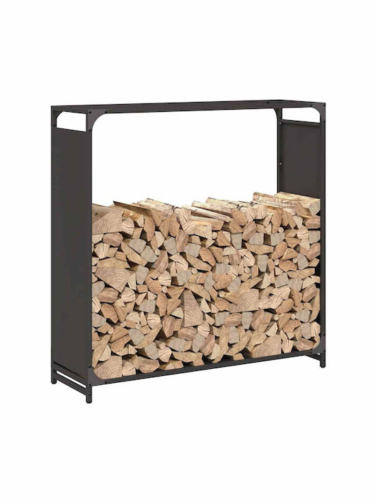 vidaXL Inox Ράφι Αποθήκευσης Ξύλων 90x28x90cm Μαύρο