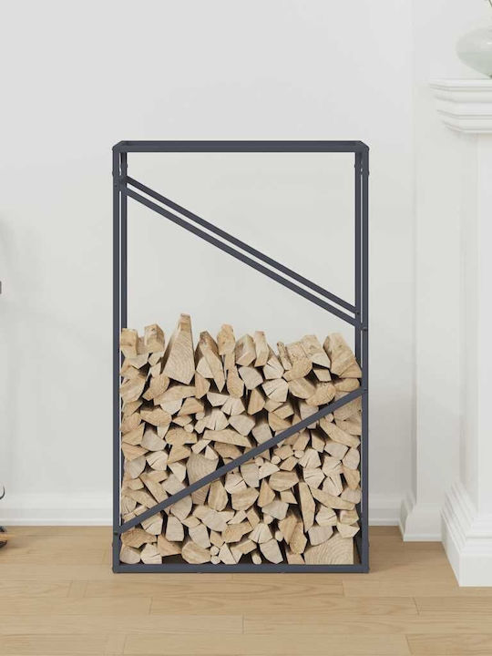 vidaXL Inox Ράφι Αποθήκευσης Ξύλων 60x25x100cm Γκρι