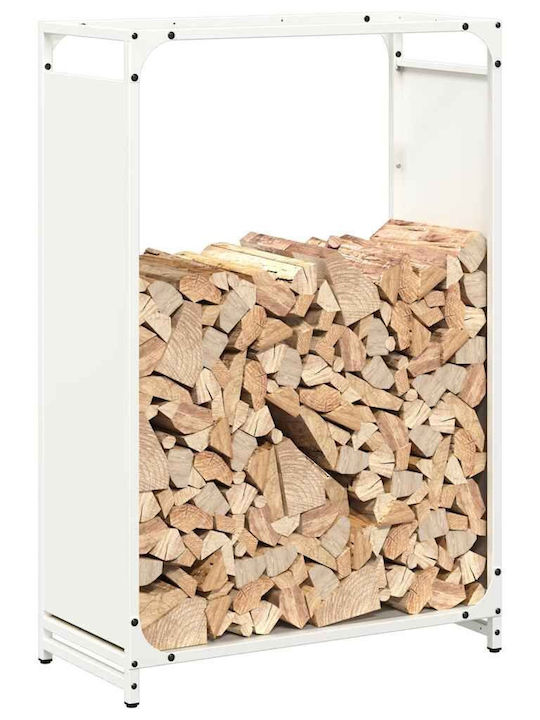 vidaXL Inox Ράφι Αποθήκευσης Ξύλων 60x28x90cm Λευκό