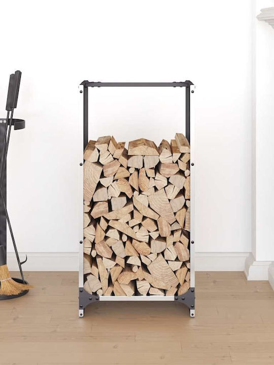vidaXL Firewood Inox Shelf Wood Storage 40x30x80cm Silver