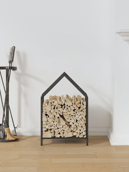vidaXL Inox Ράφι Αποθήκευσης Ξύλων 40x25x60cm Μαύρο