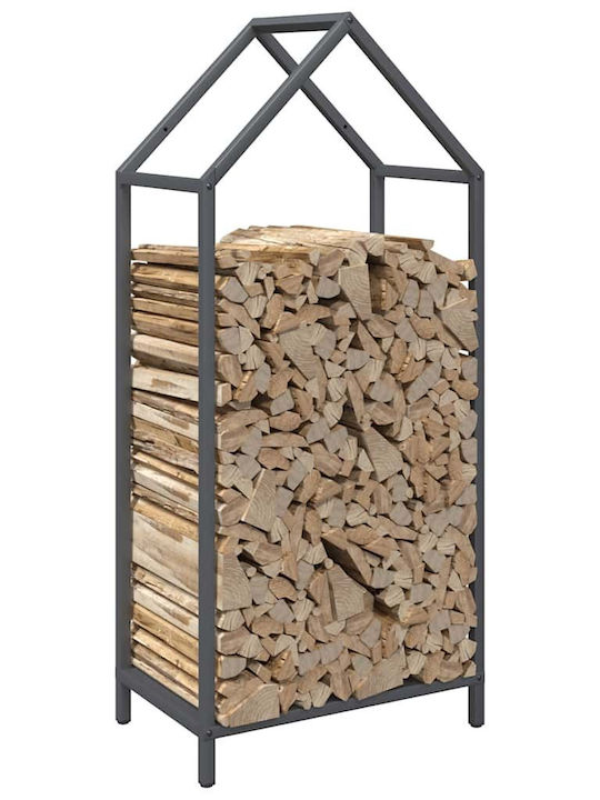 vidaXL Inox Ράφι Αποθήκευσης Ξύλων 40x25x90cm Γκρι