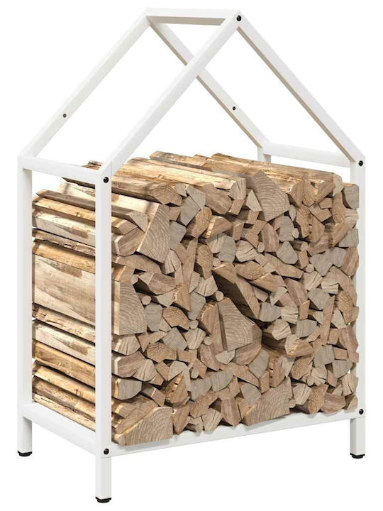 vidaXL Inox Ράφι Αποθήκευσης Ξύλων 40x25x60cm Λευκό