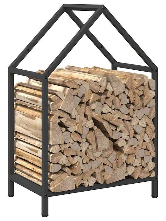 vidaXL Inox Ράφι Αποθήκευσης Ξύλων 40x25x60cm Μαύρο